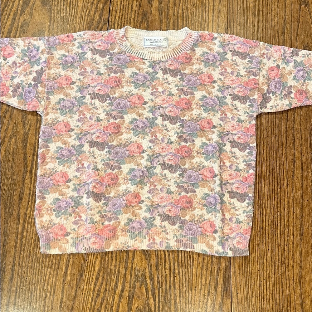 Vintage Floral United States Sweater Short Sleeved made in the USA 🇺🇸